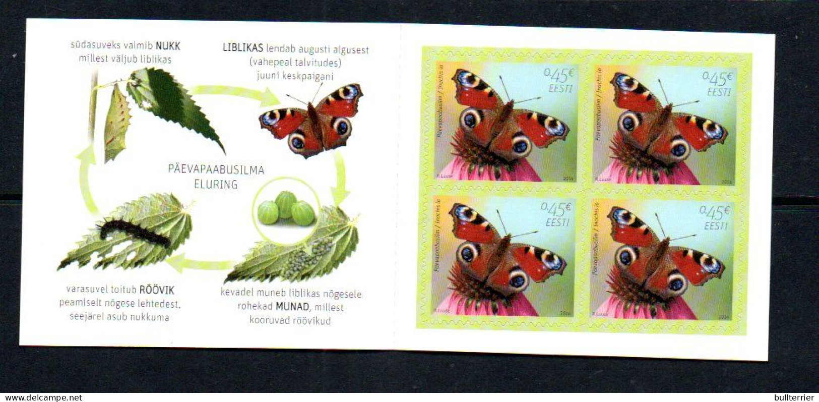 BUTTERFLIES  - ESTONIA- 2014 - BUTTERFLIES Booklet Complete  Mint Never Hinged - Butterflies