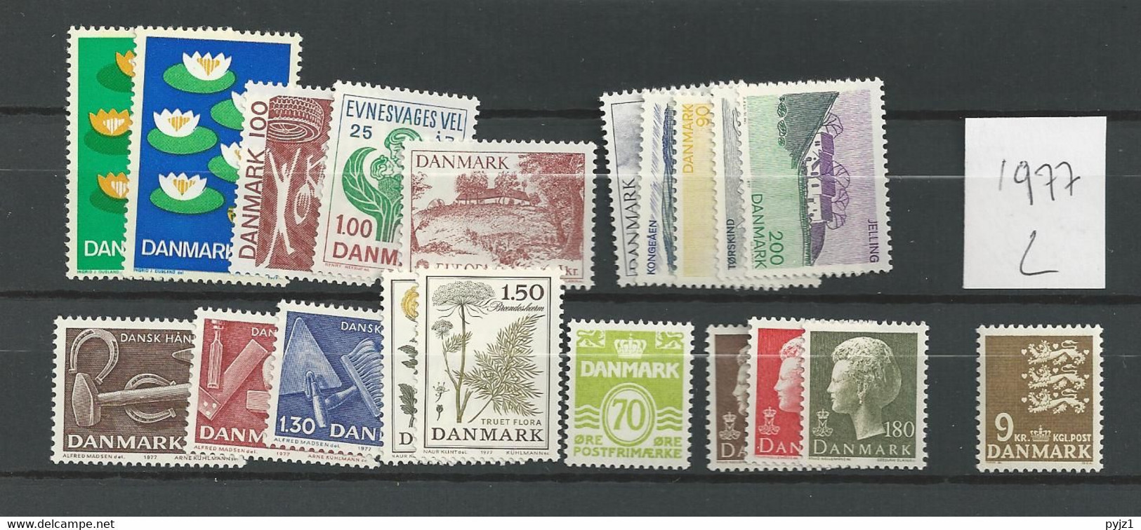 1977 MNH Denmark, Year Complete, Postfris** - Años Completos