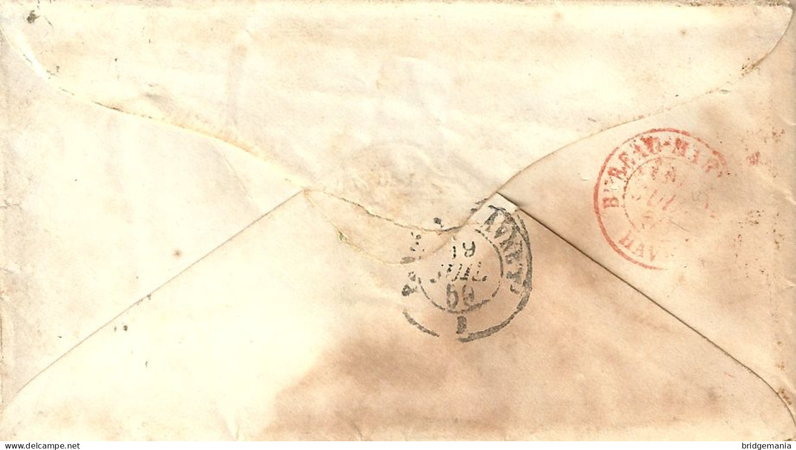 MTM153 - 1859 TRANSATLANTIC LETTER FRANCE TO USA Steamer OCEAN QUEEN VANDERBILT LINE - UNPAID 2 RATE - Storia Postale