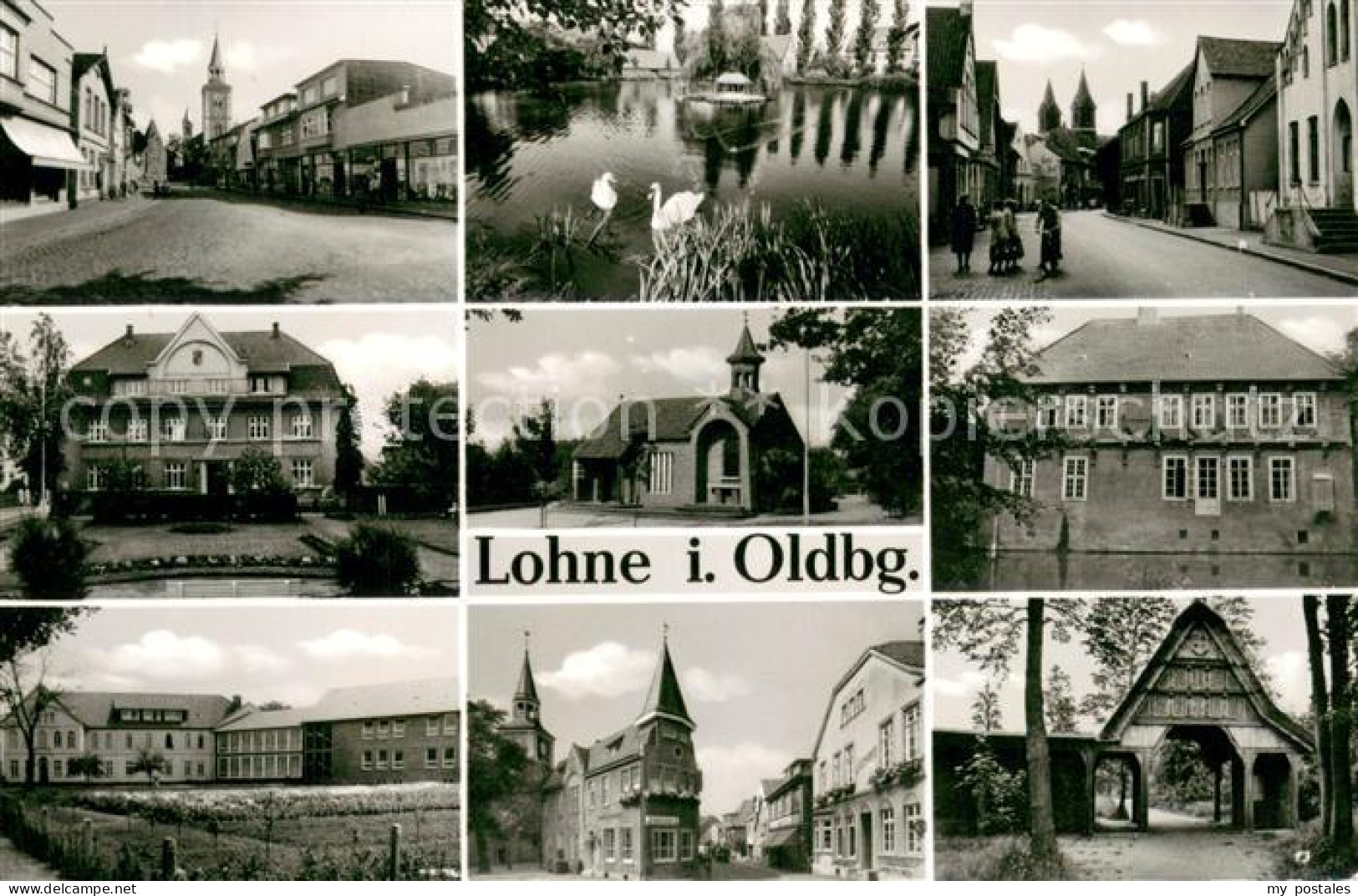 73673581 Lohne Oldenburg Teilansichten Schwanenteich Kirchen Schule Eingangstor  - Lohne