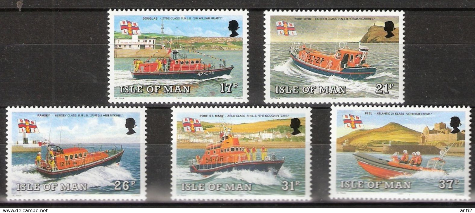 Isle Of Man IOM 1991 Lifeboats - Ships Mi  459-463, MNH(**) - Man (Insel)