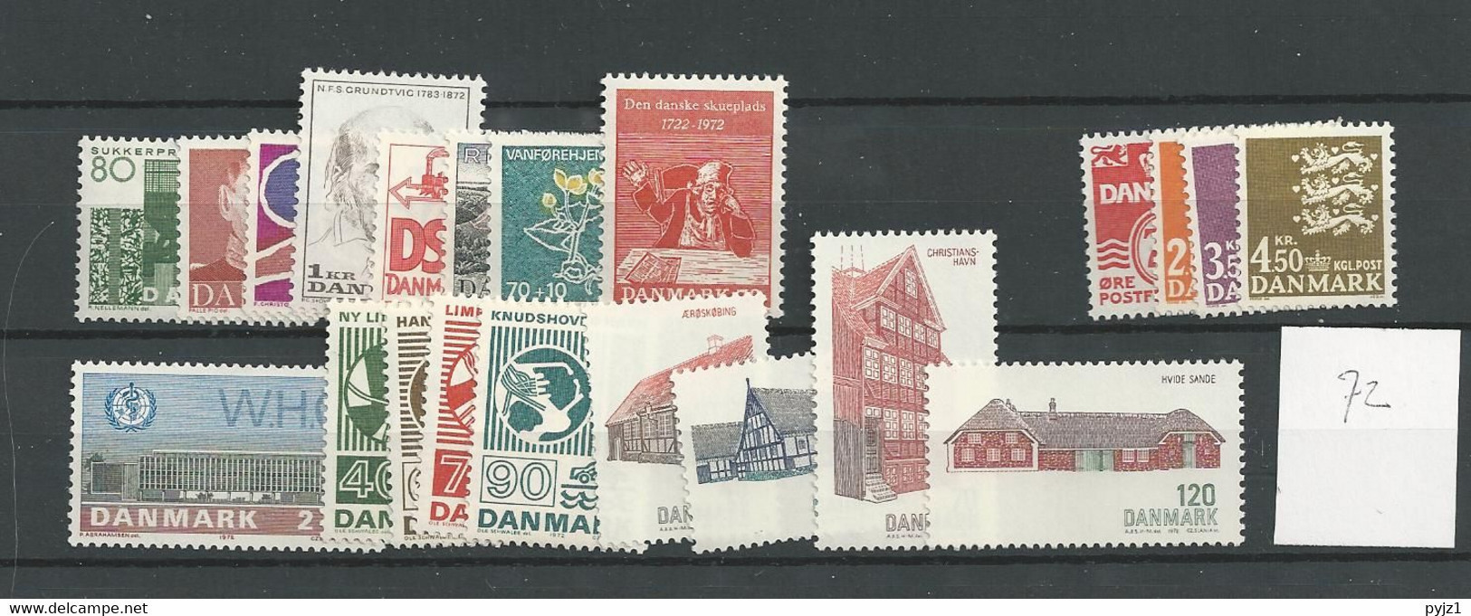 1972 MNH Denmark, Year Complete, Postfris** - Ganze Jahrgänge