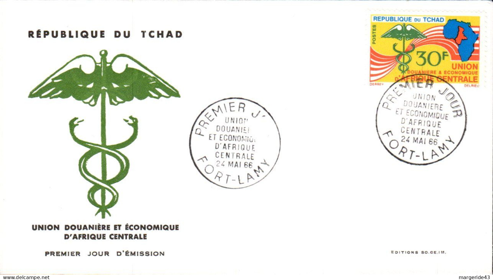 TCHAD FDC 1966 UNION DOUANIERE AFRICAINE - Tsjaad (1960-...)