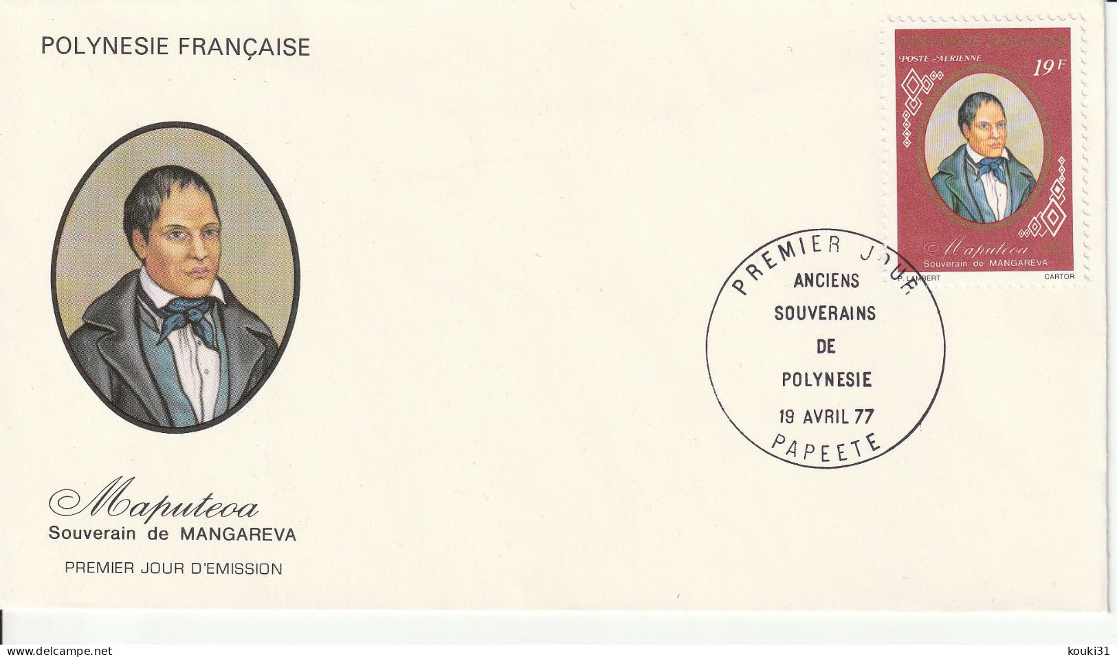 Polynésie YT PA 117 FDC : Anciens Souverains - 1977 - FDC