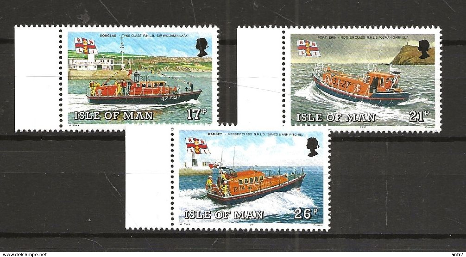 Isle Of Man IOM 1991 Lifeboats - Ships Mi  459-461, MNH(**) - Isle Of Man