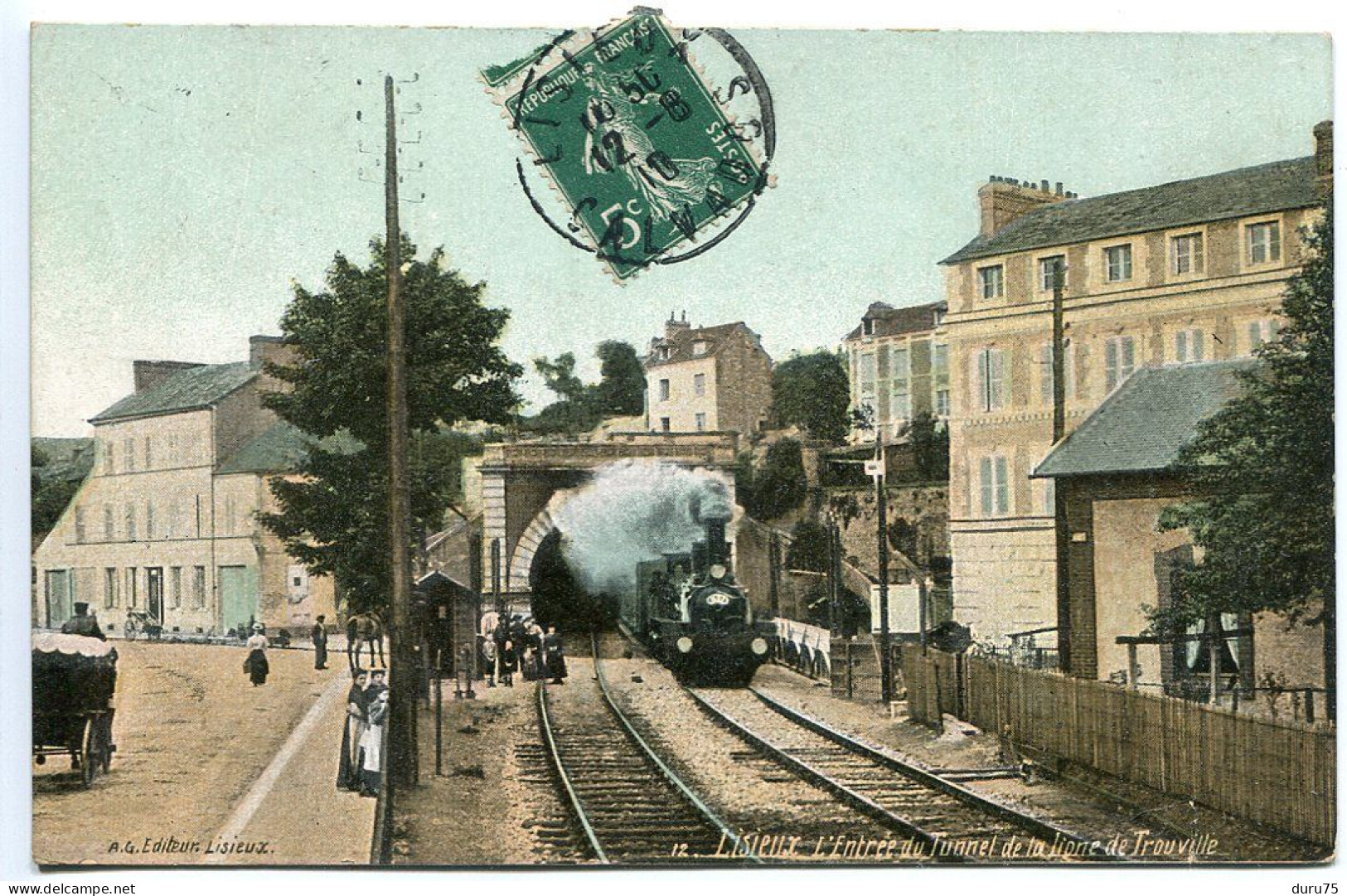 CPA Couleur Voyagé 1910 * LISIEUX L'entrée Du Tunnel De La Ligne De Trouville ( Train Locomotive Vapeur ) - Lisieux