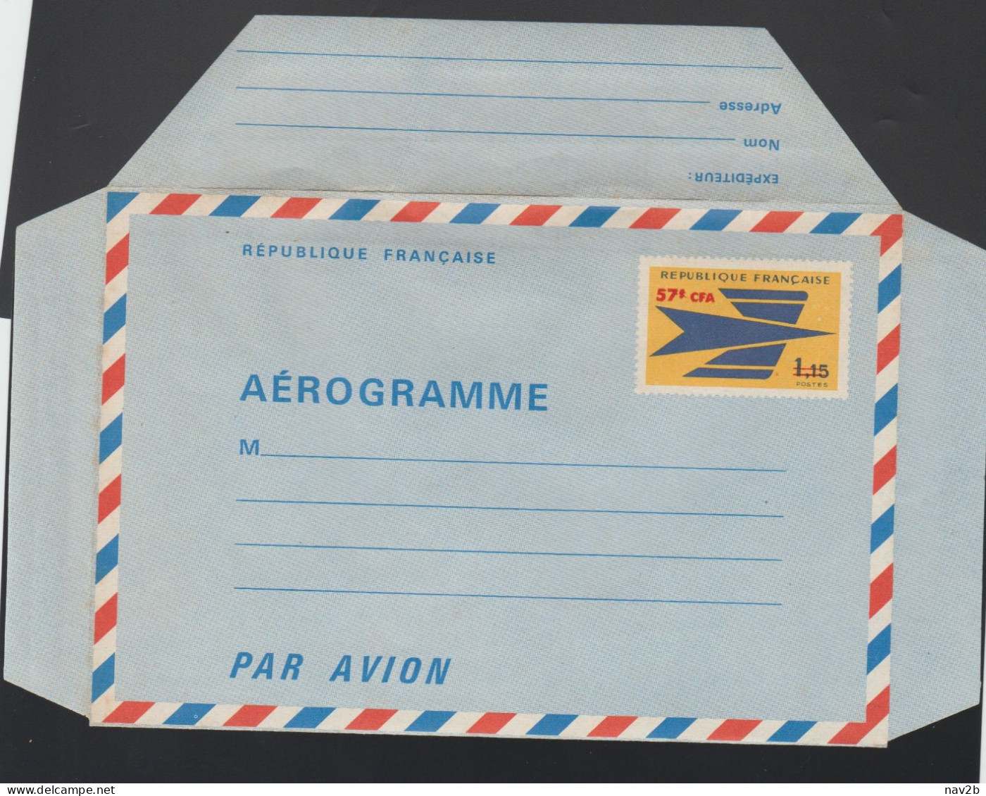 Entier Aérogramme1970 . 1 Fr15 Bleu Surchargé 57 F CFA  ( Pour La Réunion ) Neuf - Aerograms