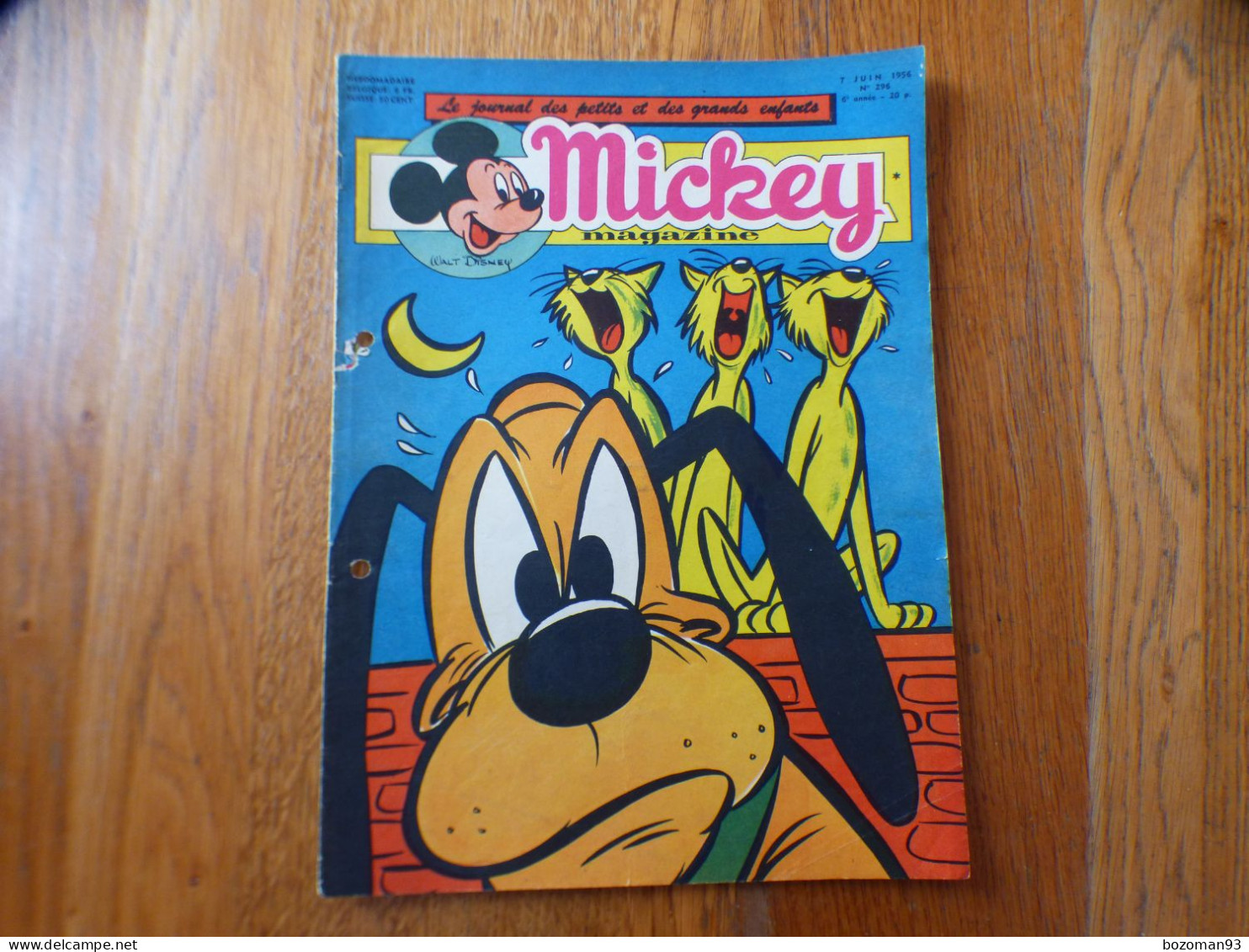 JOURNAL MICKEY BELGE  N° 296 Du 07/06/1956  COVER PLUTO + BELLE ET LE CLOCHARD - Journal De Mickey