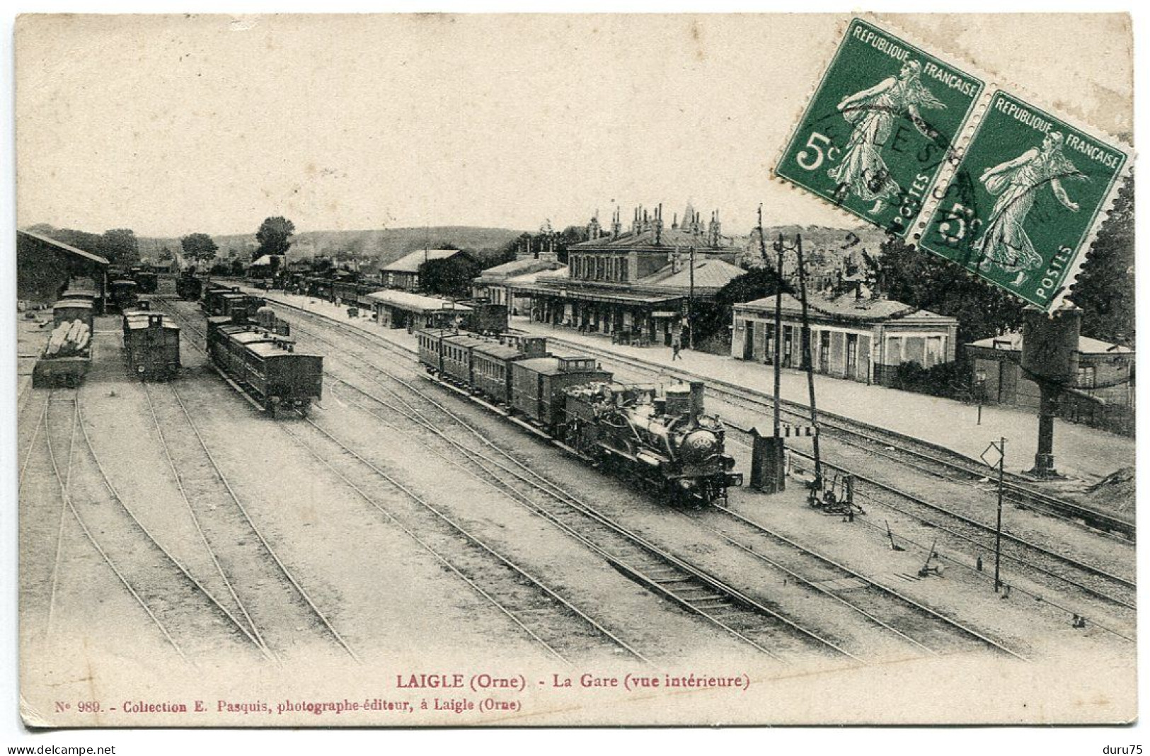 CPA Voyagé 1912 * LAIGLE L'AIGLE La GARE Vue Intérieure ( Train Locomotive Vapeur ) Collection Pasquis - L'Aigle