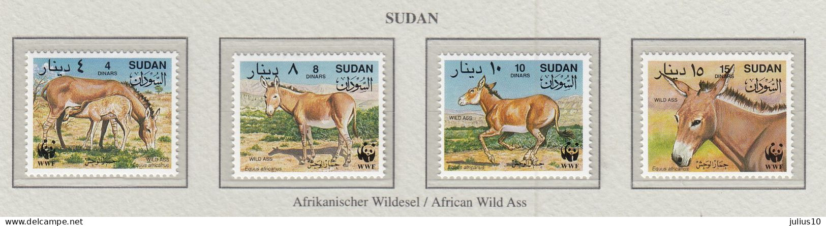 SUDAN 1994 WWF Donkeys Mi 471-474 MNH(**) Fauna 517 - Anes