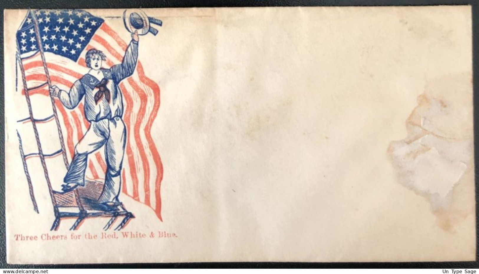 U.S.A, Civil War, Patriotic Cover - "Three Cheers For The Red, White & Blue" - Unused - (C465) - Poststempel