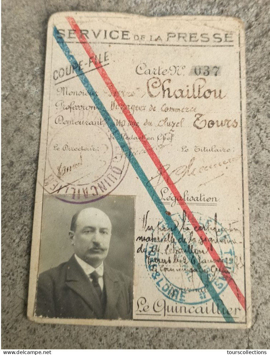 CARTE PRESSE Le Quincailler De 1925 TOURS (37) De Chaillou Pierre Né En 1870 à St Denis La Chavasse - 115 Mm X 78 Mm - Mitgliedskarten