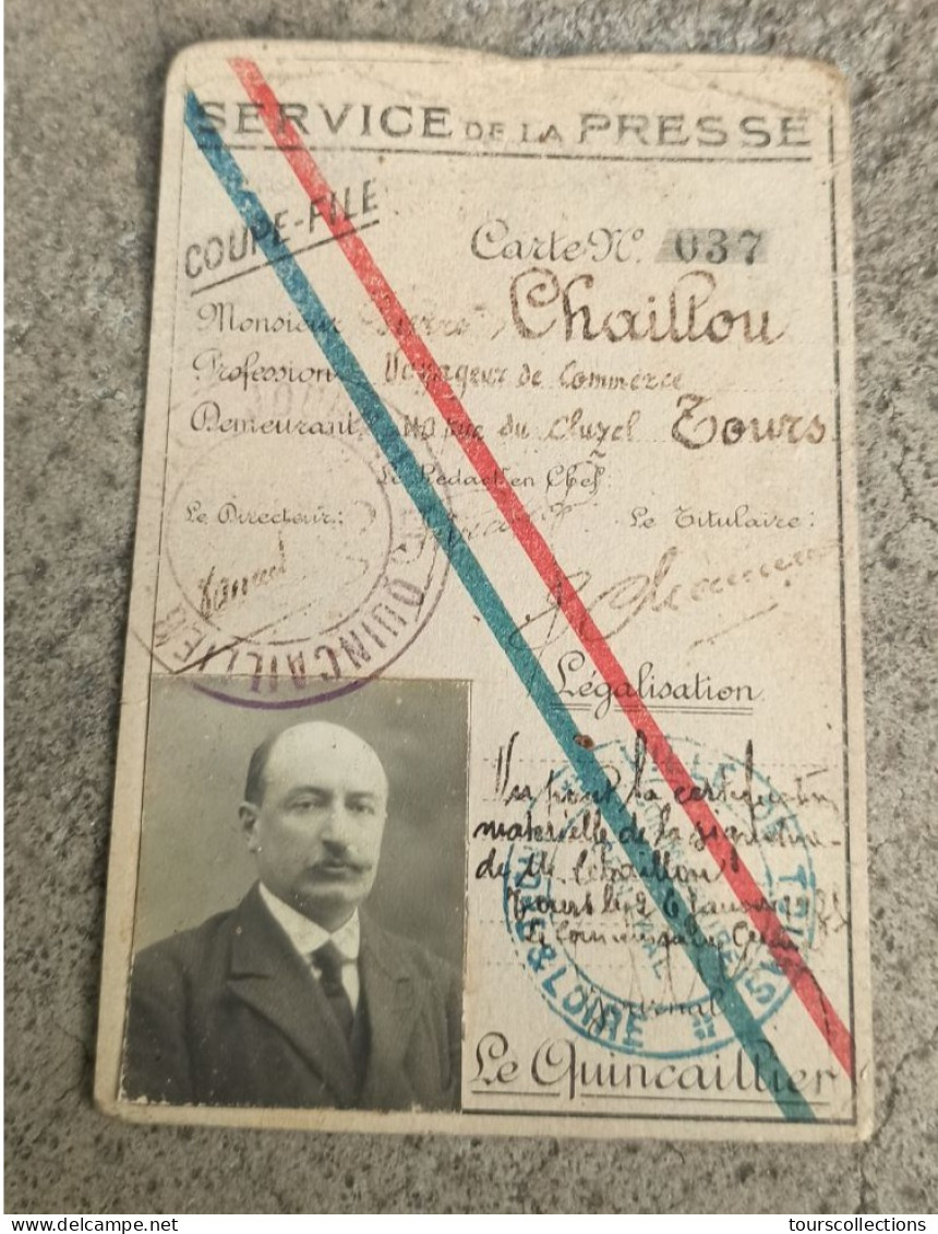 CARTE PRESSE Le Quincailler De 1925 TOURS (37) De Chaillou Pierre Né En 1870 à St Denis La Chavasse - 115 Mm X 78 Mm - Lidmaatschapskaarten