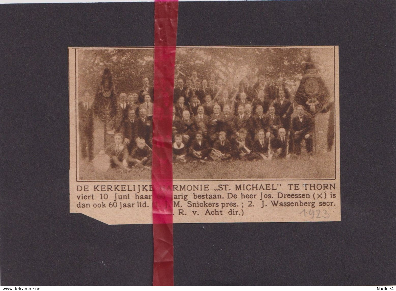 Thorn - 60 Jarig Jubileum Harmonie St Michaël  - Orig. Knipsel Coupure Tijdschrift Magazine - 1923 - Non Classés