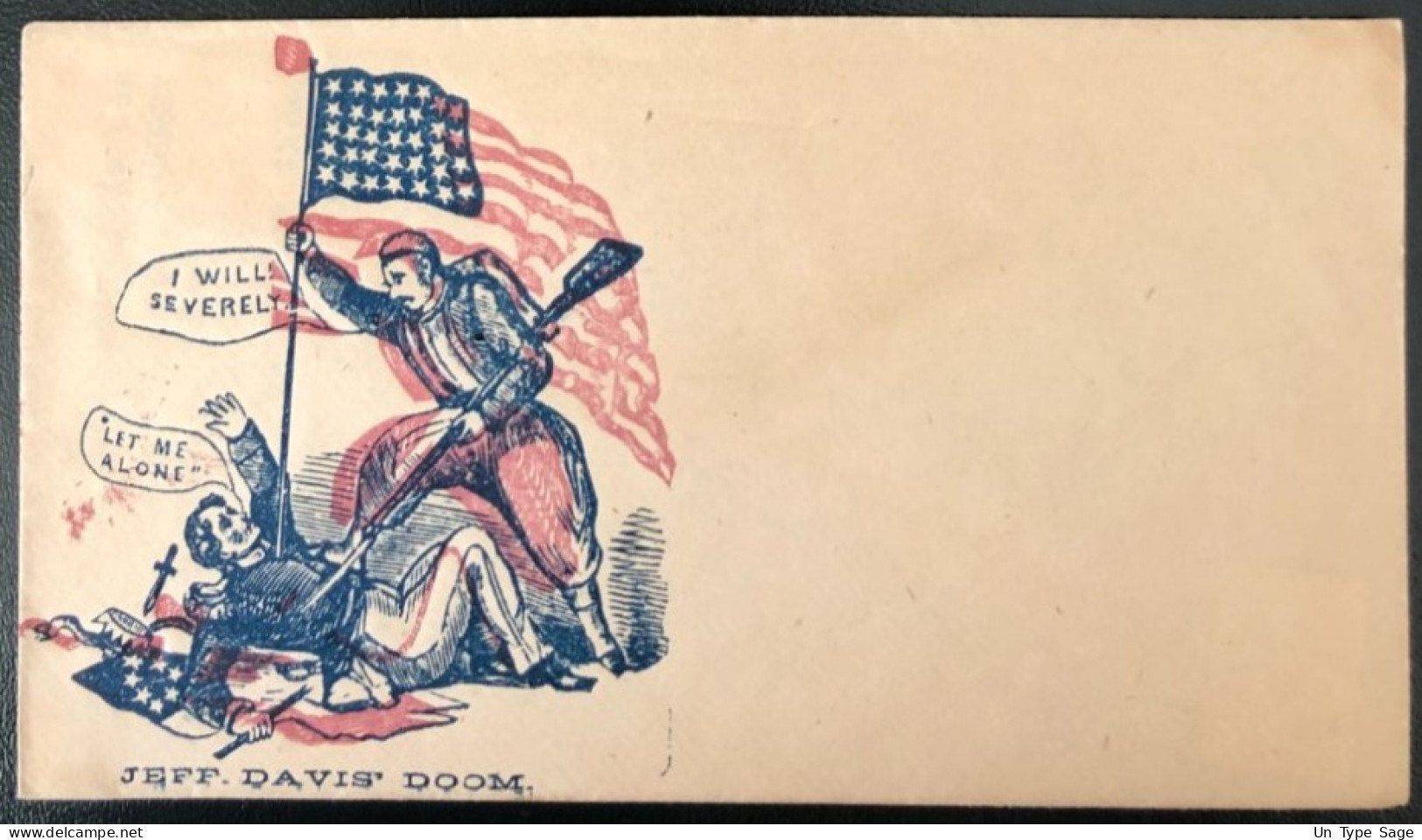 U.S.A, Civil War, Patriotic Cover - "Jeff Davis DOOM" - Unused - (C473) - Marcophilie
