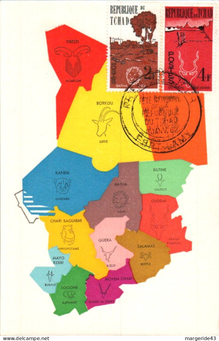 TCHAD  1962 CARTES MAXIMUM FAUNE DU CHAD