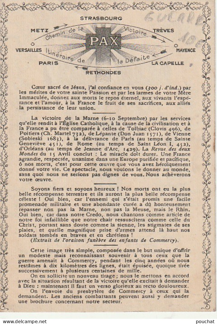 WA 1-(55) " LES CHAMPS D' HONNEUR " - WW1 - IMAGE PIEUSE ET COMMEMORATIVE EDITEE PAR LA CURE DE COMMERCY - Imágenes Religiosas