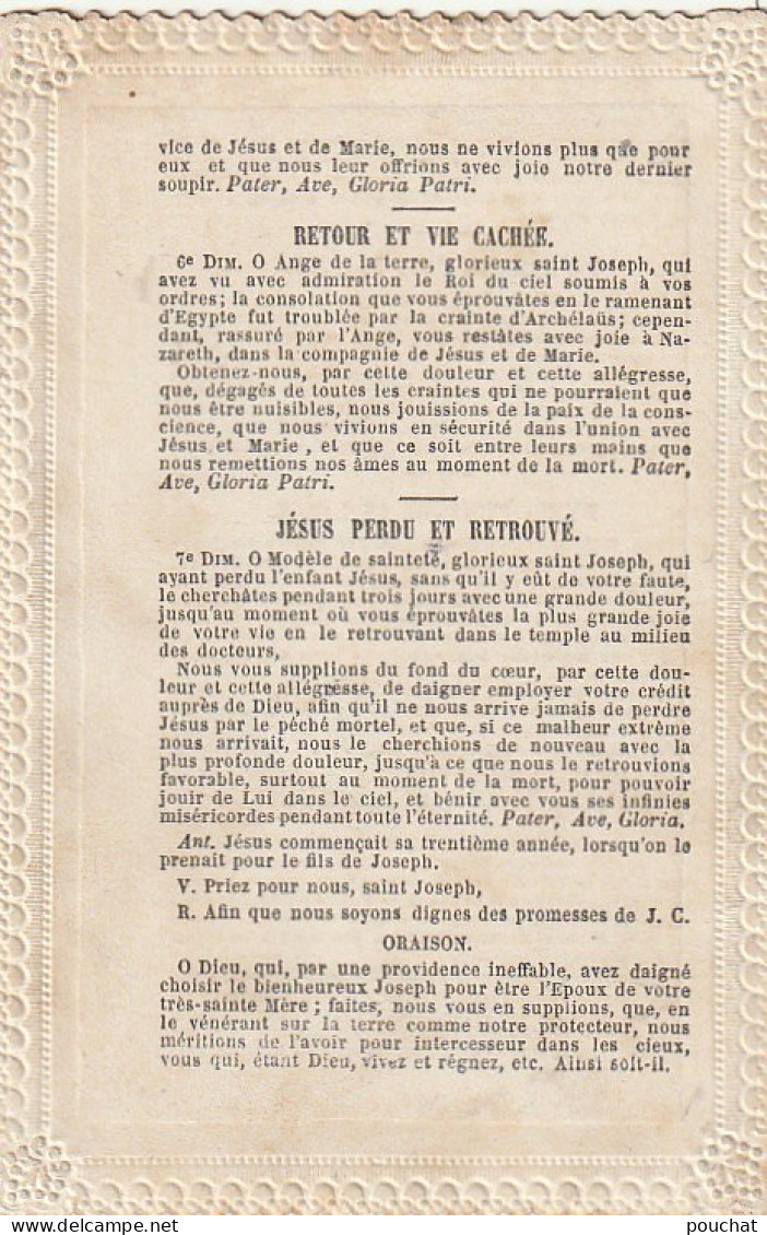 WA 1- " A SAINT JOSEPH " - LES 7 DOULEURS , 7 ALLEGRESSES  - FEUILLET DOUBLE -  MAISON CH. LETAILLE  , PARIS - Imágenes Religiosas