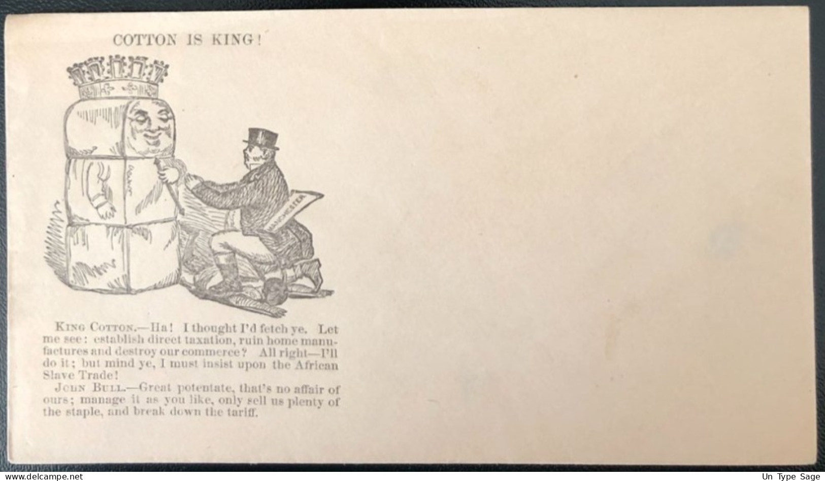 U.S.A, Civil War, Patriotic Cover - "COTTON IS KING !" - Unused - (C474) - Postal History