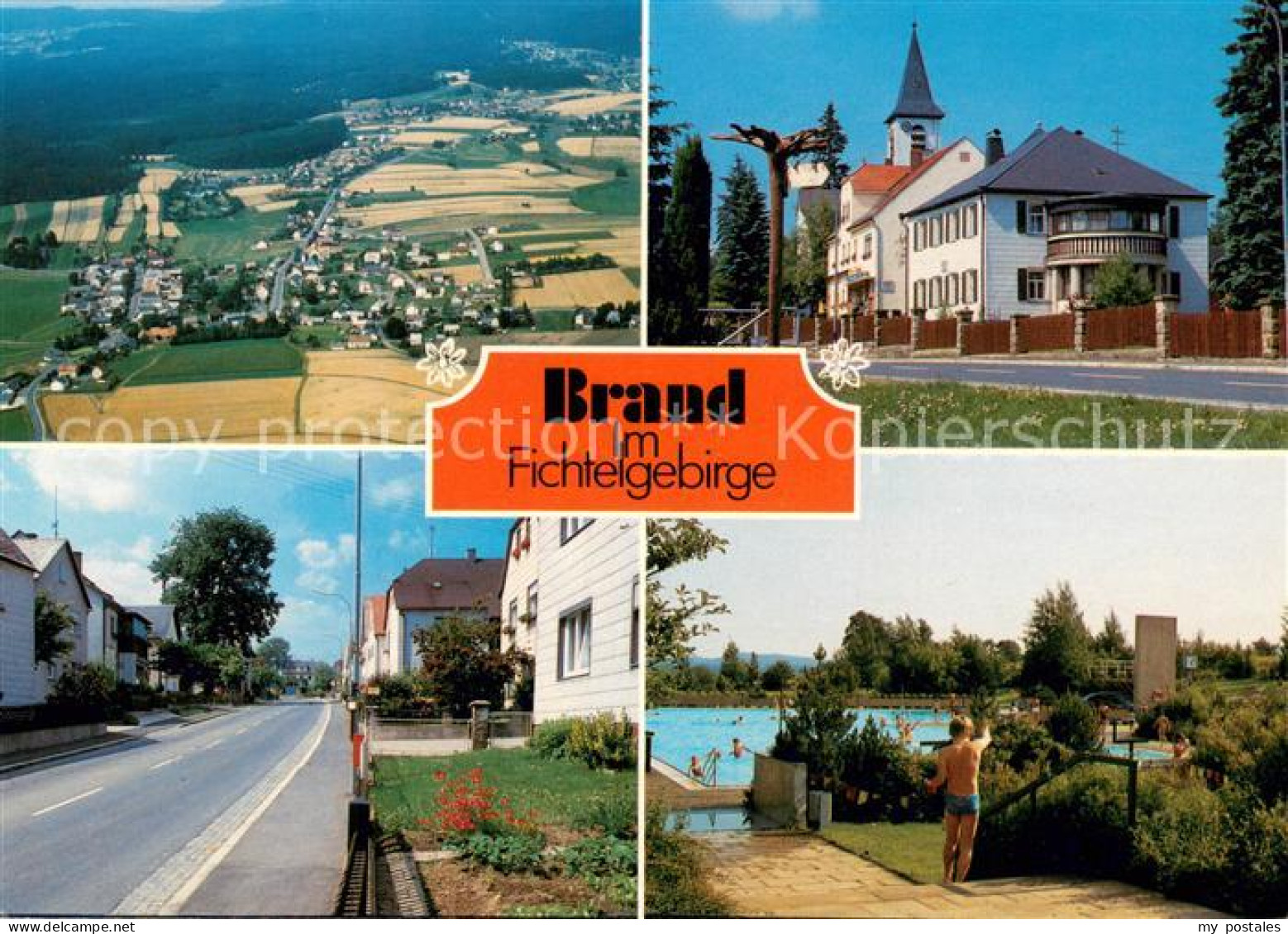 73673394 Brand Fichtelgebirge Motiv Mit Blick Zur Kirche Hauptstrasse Freibad Fl - Hilders