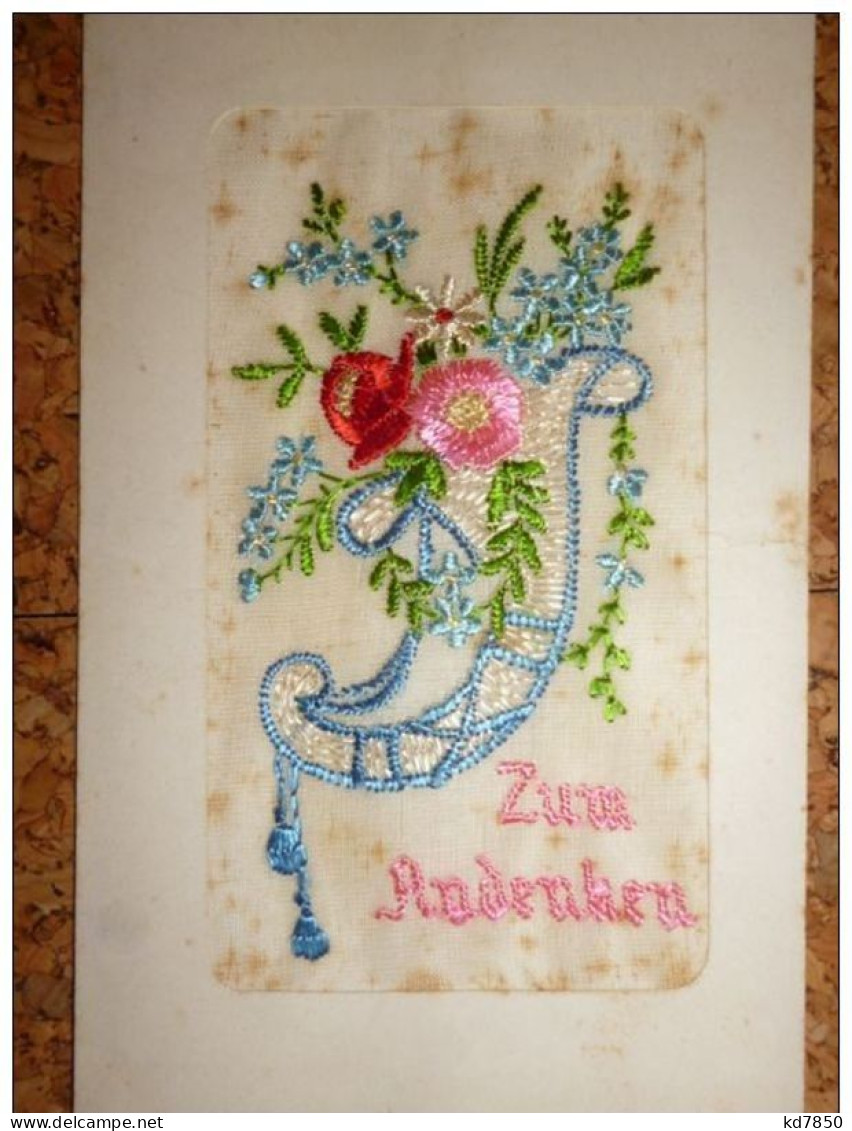 Bestickte Karte - Blumen - Embroidered