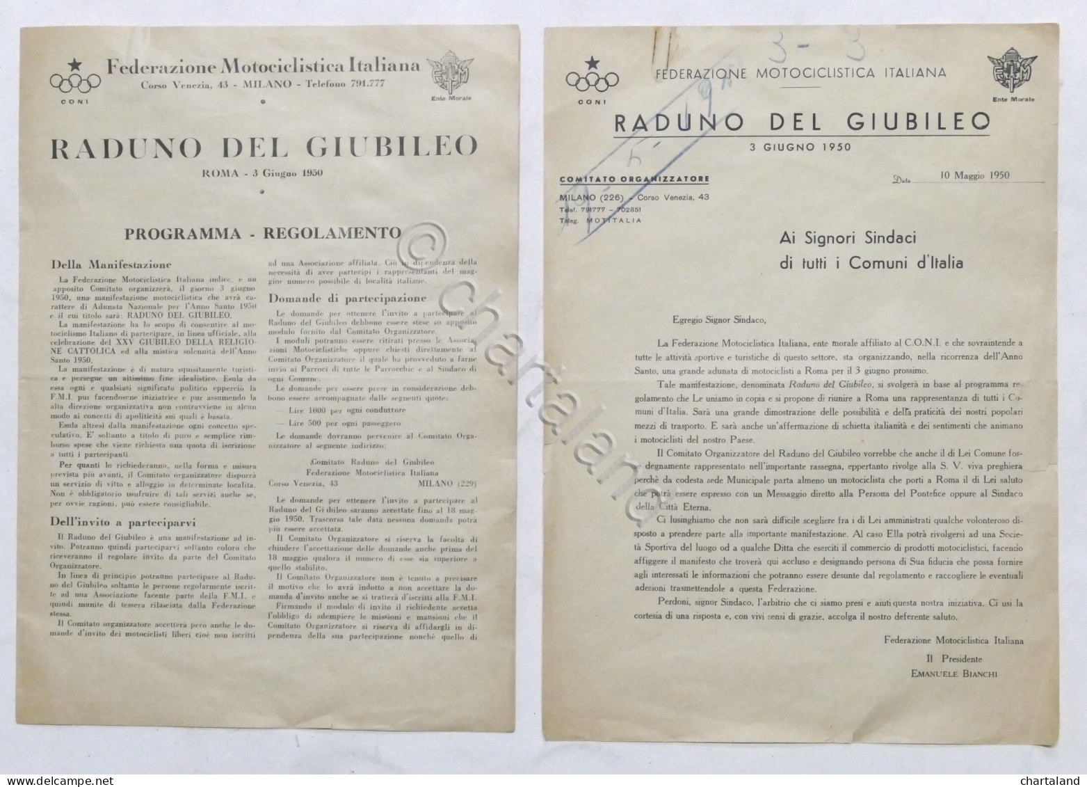 Federazione Motociclistica Italiana - Raduno Del Giubileo - Programma - 1950 - Autres & Non Classés