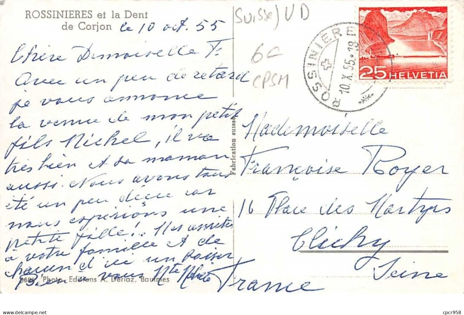 Suisse - N°61168 - ROSSINIERE Et La Dent De Corjon - CPSM - Rossinière