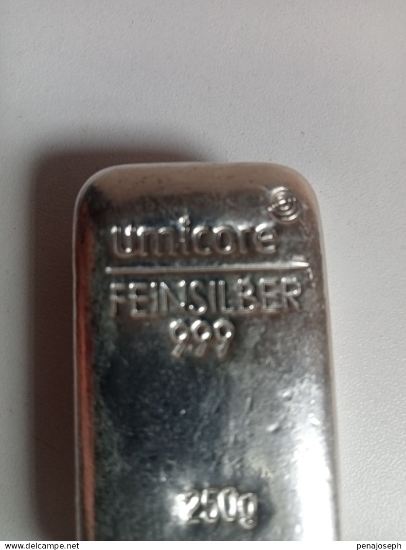 Lingot 250g Argent 999 Feisilber Umicore Numéroté - Sonstige & Ohne Zuordnung