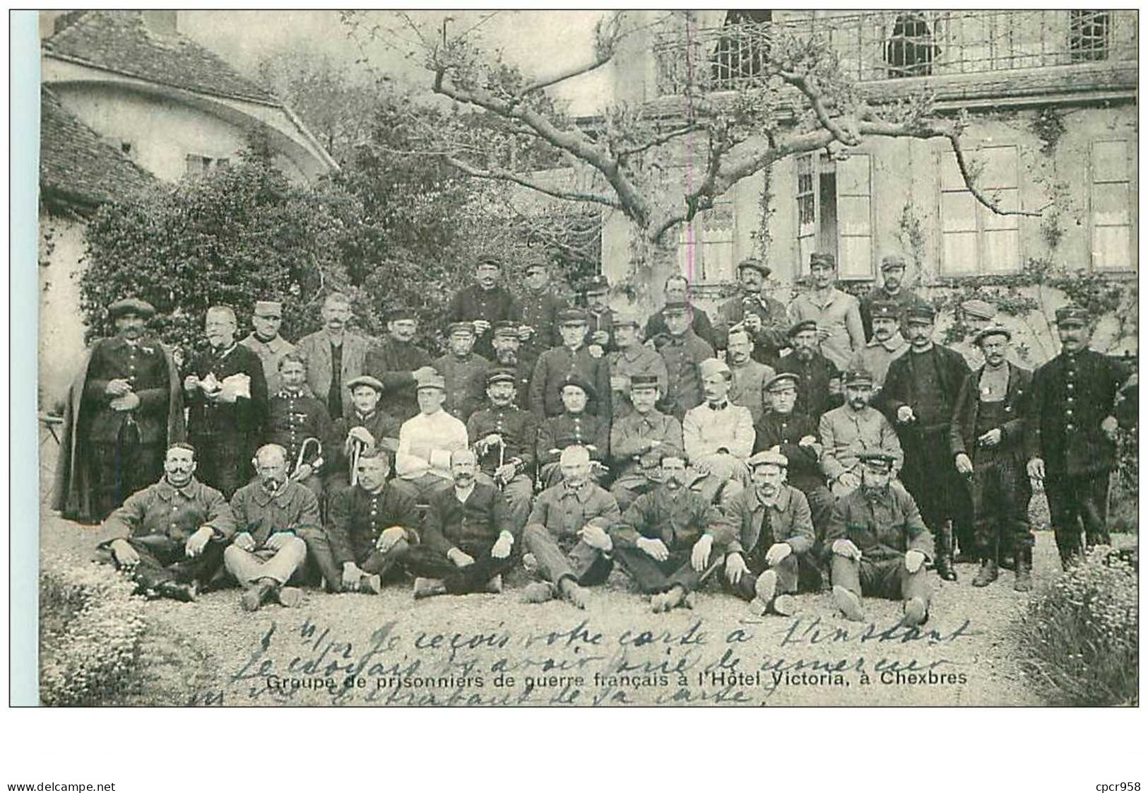 Suisse. N°35090.chexbres.groupe De Prisonniers De Guerre Francais A L Hotel Victoria. - Chexbres