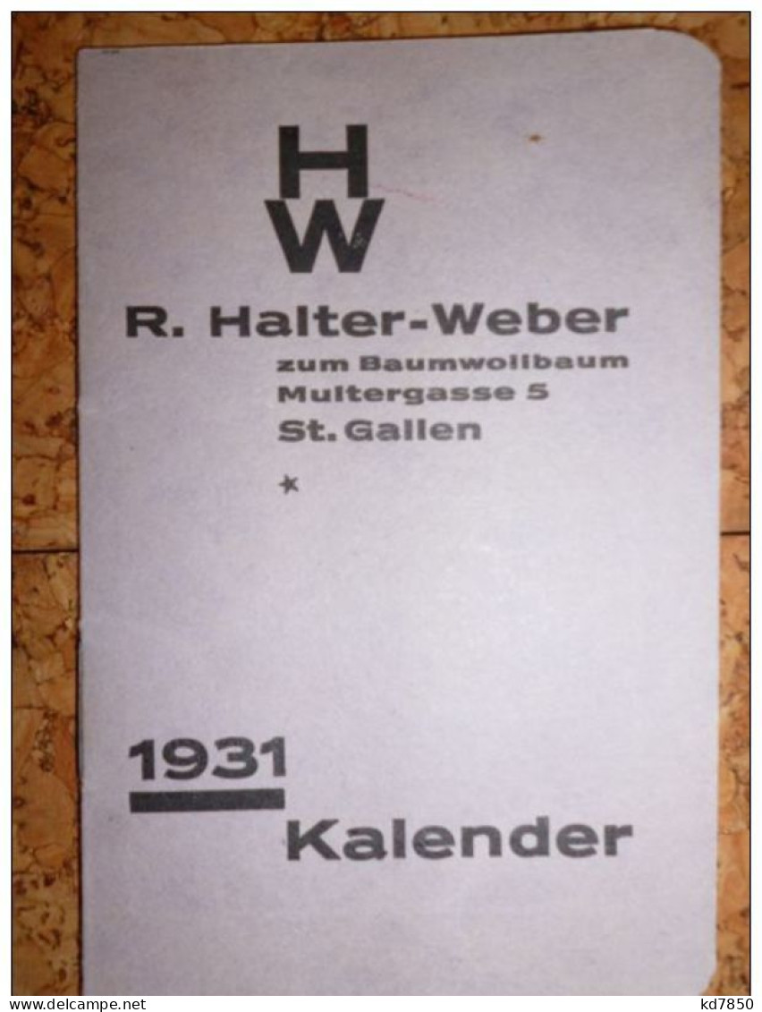 St. Gallen - R. Halter Weber - Kalender 1931 - Saint-Gall