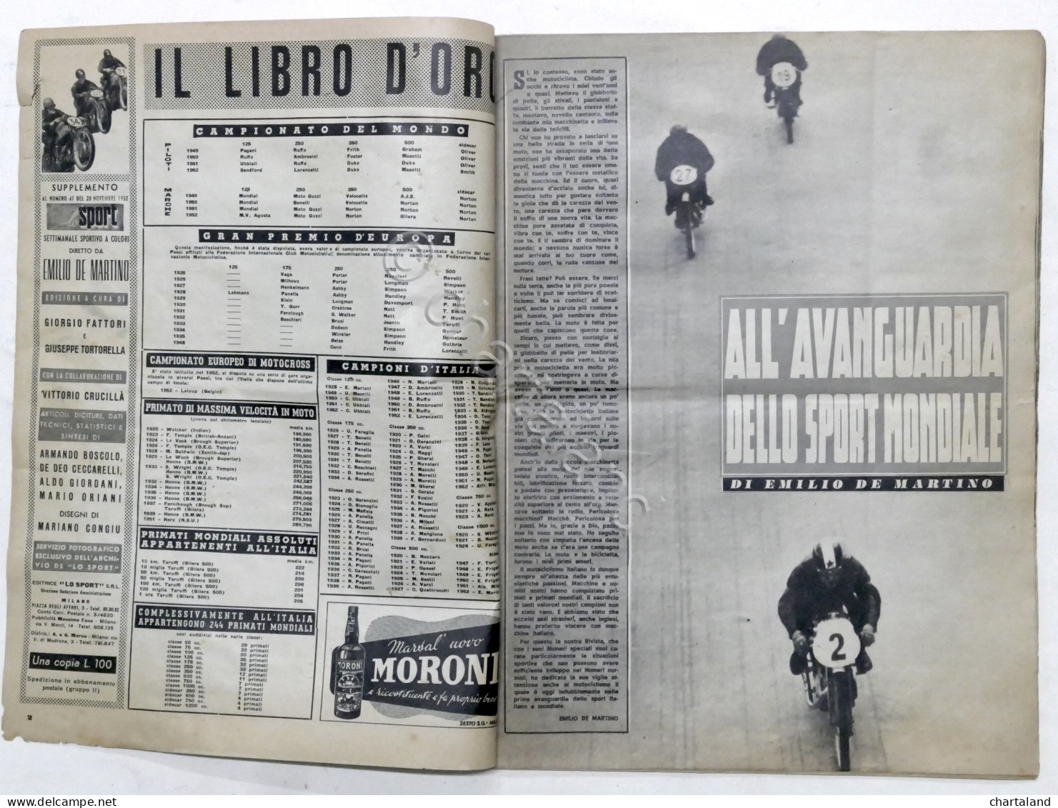 Tutti I Campioni Del Motociclismo - Supplemento Al N. 47 - 1952 De Lo Sport - Otros & Sin Clasificación
