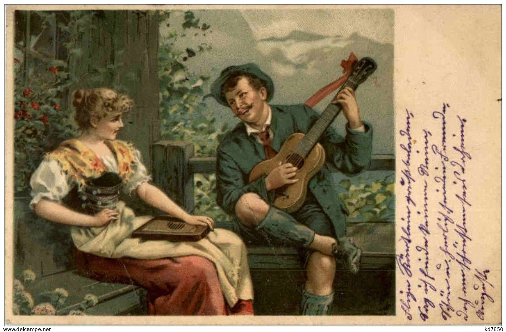 Trachten - Gitarre - Zitter - Litho - Musik