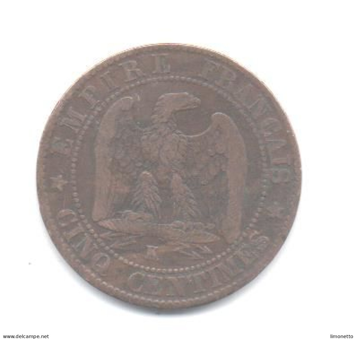France- Napoléon III - 1855 K ( Ancre)  -bronze -   Cat  Gadoury  N° 152     Usure - 5 Centimes