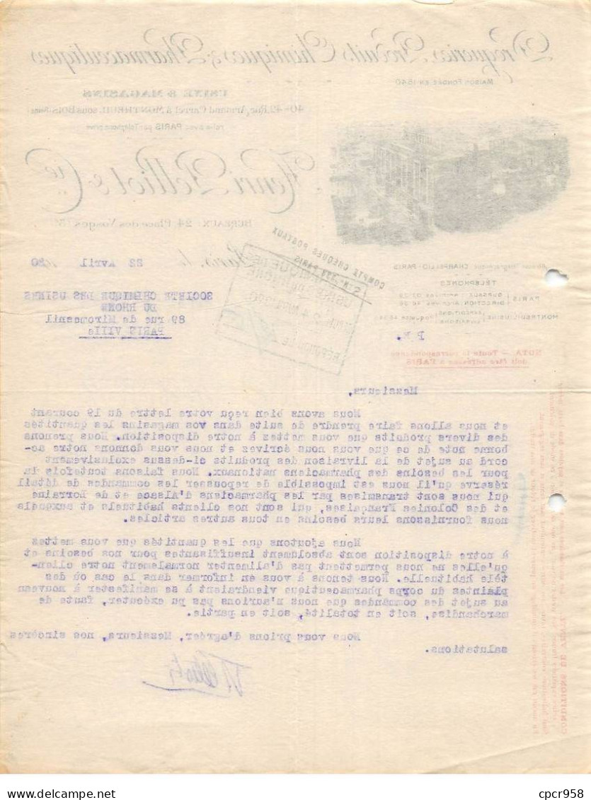 Facture.AM19536.Paris.1920.Henri Pelliot & Cie.Droguerie.Pharmacie.Droguerie.Produits Chimiques.Illustré - 1900 – 1949