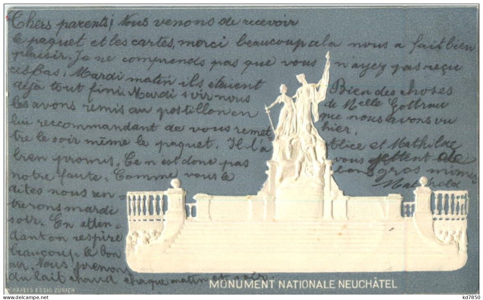 Neuchatel - Monument Nationale - Prägekarte - Neuchâtel