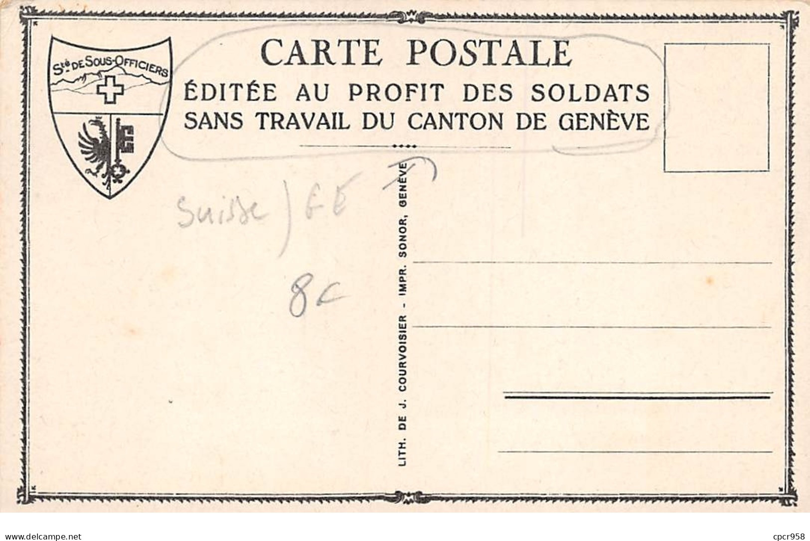 Suisse - N°65412 - Carte Postale éditée Au Profit Des Soldats Sans Travail Du Canton De Génève - Genève