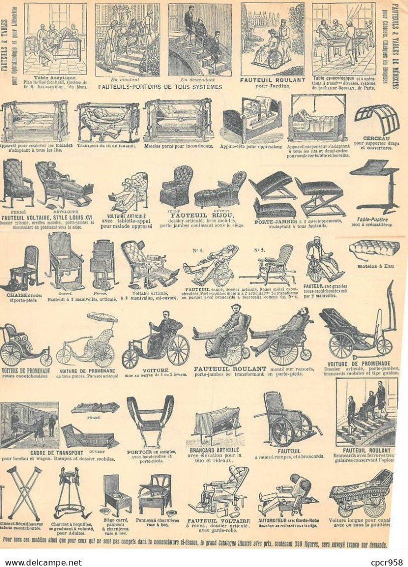 Facture.AM20919.Paris.1900.Dupont.Lits.Fauteuil.Voitures.Appareil Mécanique Pour Malades & Blessés - 1900 – 1949