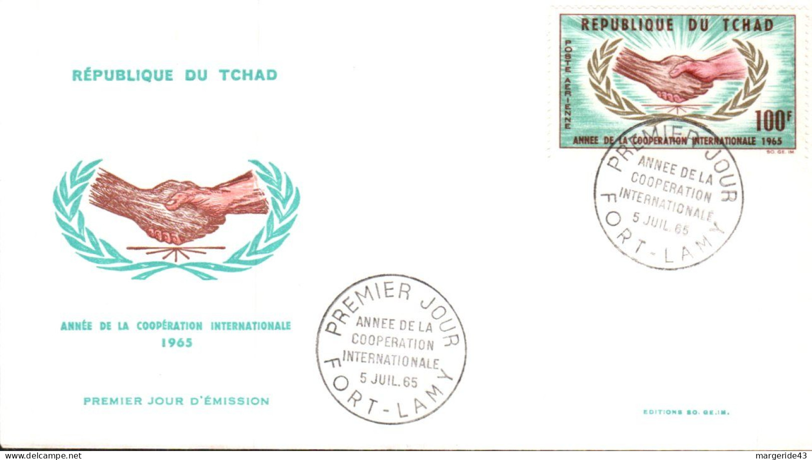 TCHAD FDC 1965 COOPERATION INTERNATIONALE - Chad (1960-...)