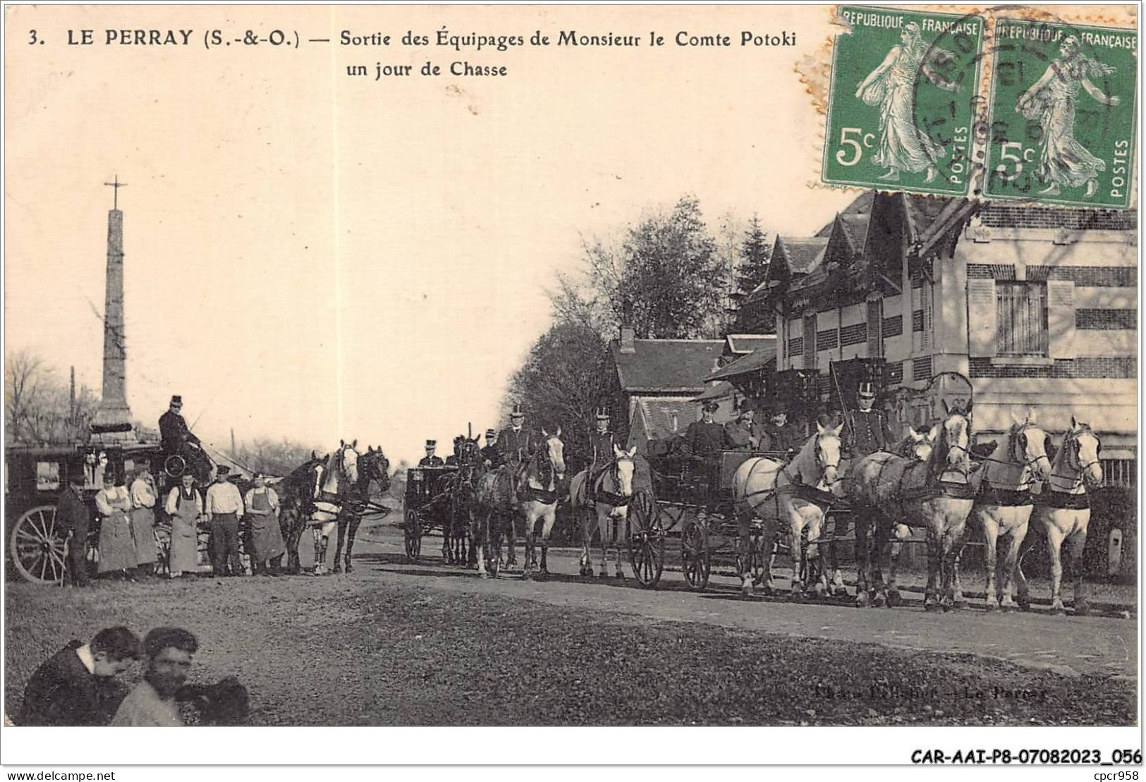 CAR-AAIP8-78-0695 - LE PERRAY - Sortie Des Equipages De Monsieur Le Comte Potoki Un Jour De Chasse - Le Perray En Yvelines