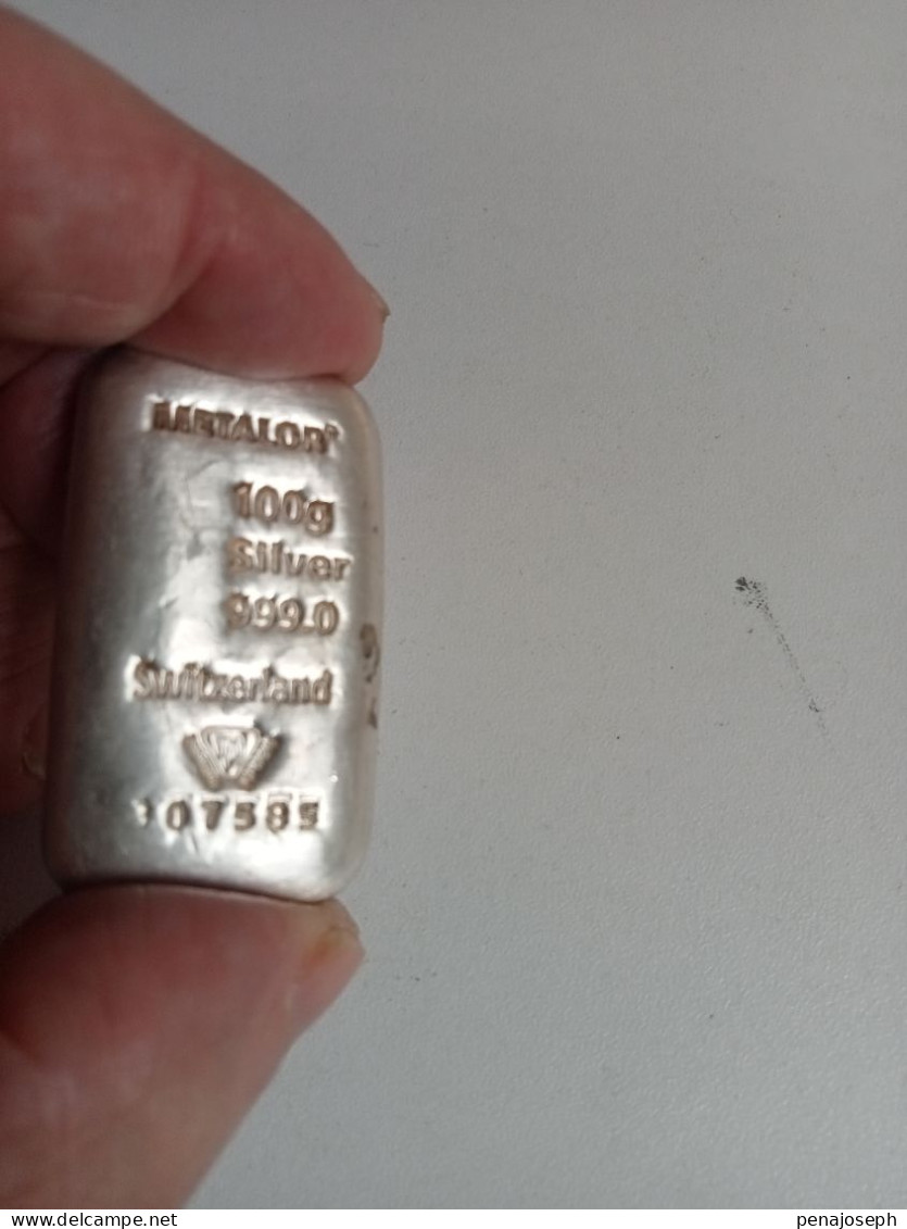 Lingot 100g Argent 999 Switzerland  Numéroté - Autres & Non Classés