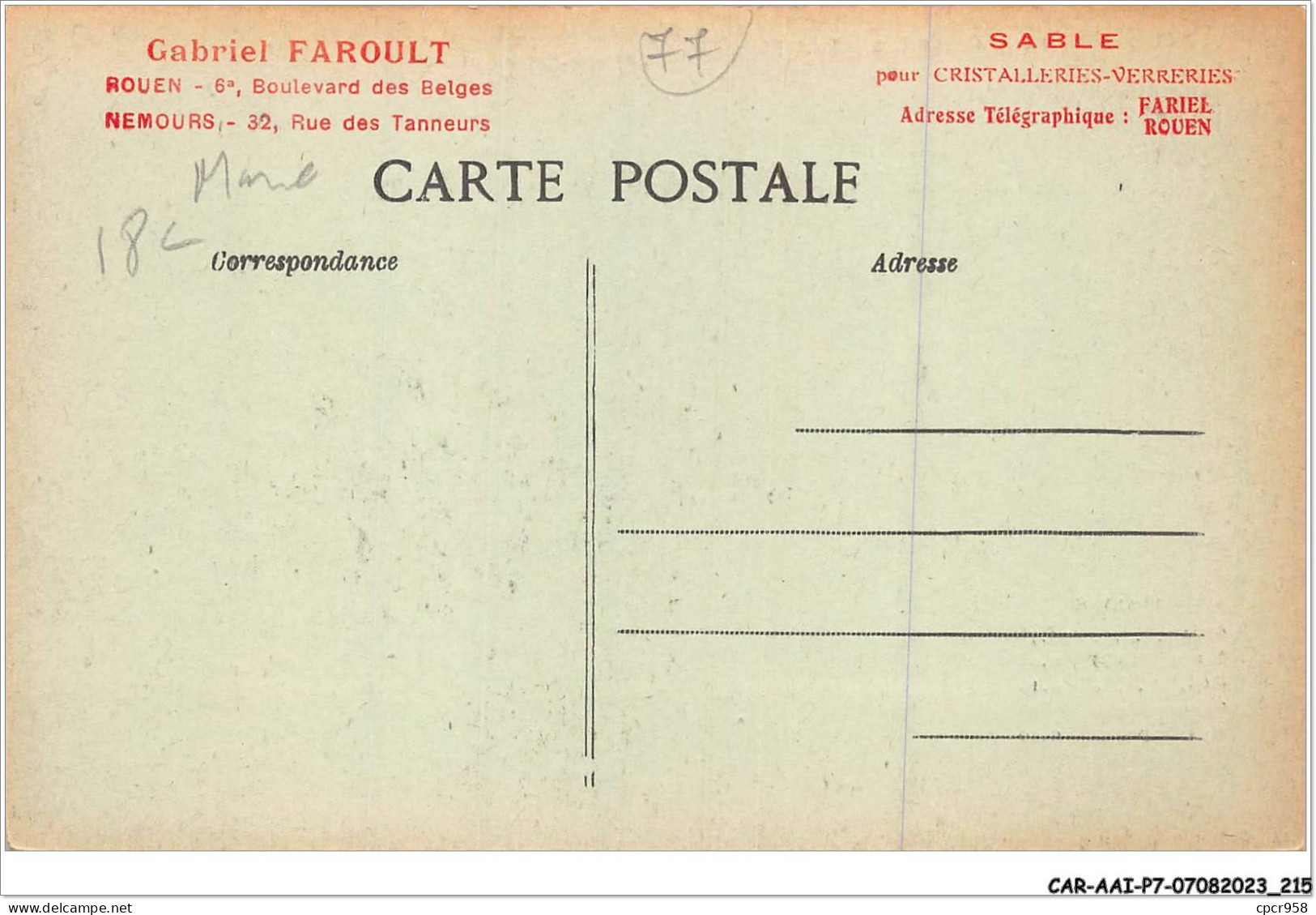 CAR-AAIP7-77-0664 - NEMOURS - Carrières Des Crottes Aux Loups - Gabriel Faroult - Mine  - Nemours