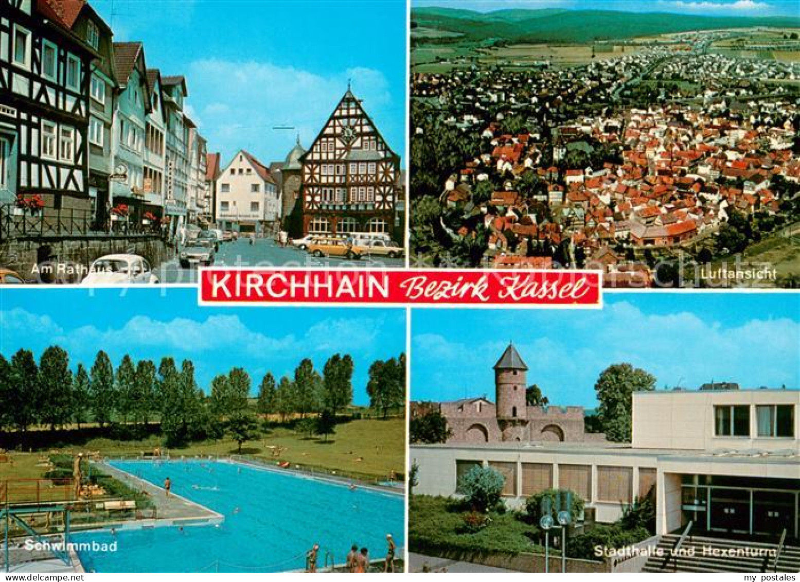 73673293 Kirchhain Hessen Altstadt Rathaus Freibad Stadthalle Hexenturm Fliegera - Kirchhain