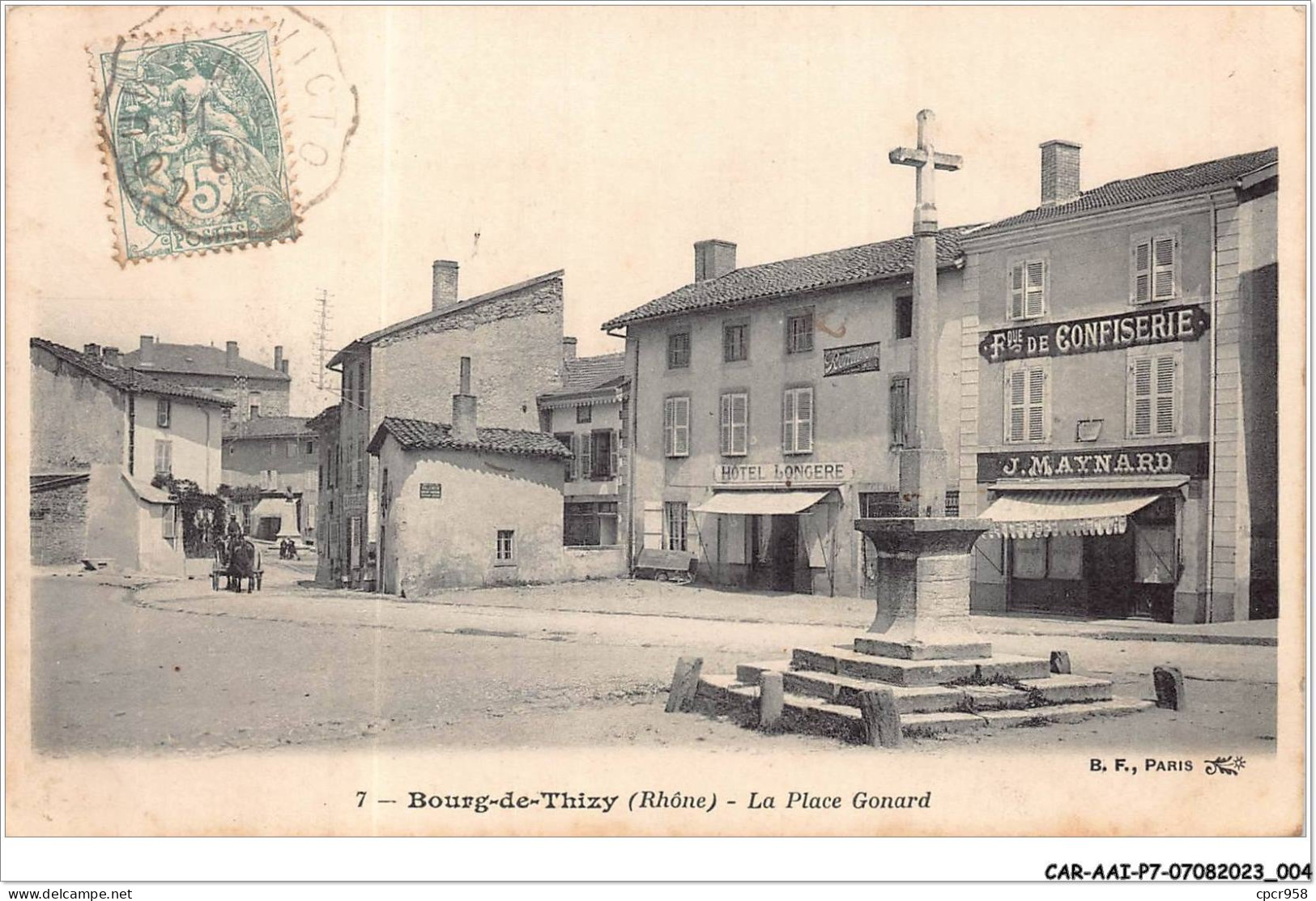 CAR-AAIP7-69-0559 - BOURG DE THIZY - La Place Gonard - Fabrique De Confiserie, J. Maynard - Thizy