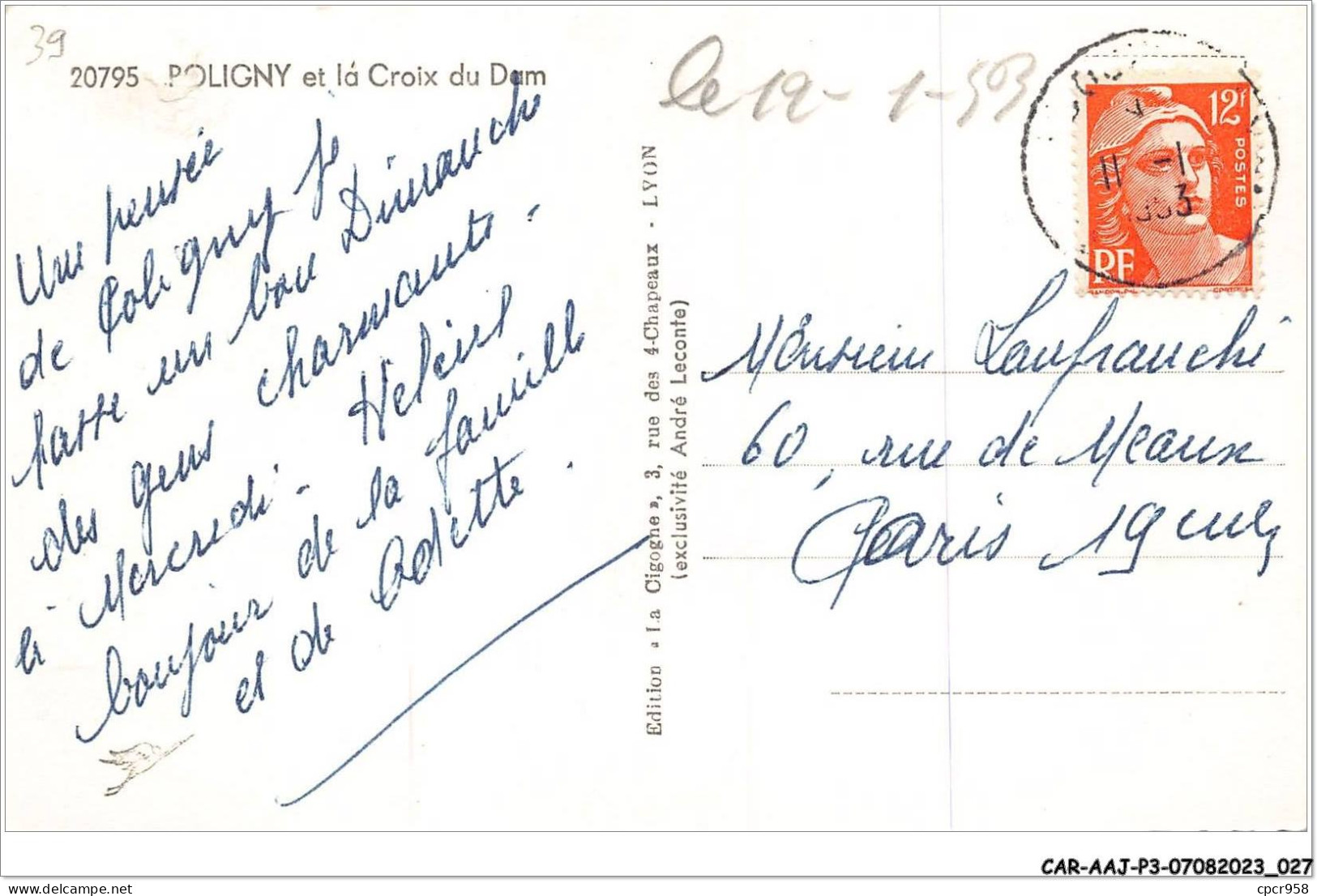 CAR-AAJP3-39-0192 - POLIGNY Et La Croix Du Dam - Poligny