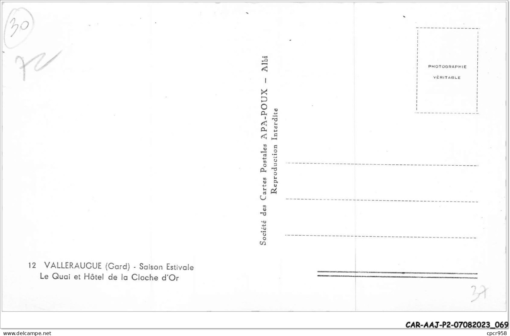 CAR-AAJP2-30-0123 - VALLERAUGE - Le Quai Et Hôtel De La Cloche D'Or - Valleraugue