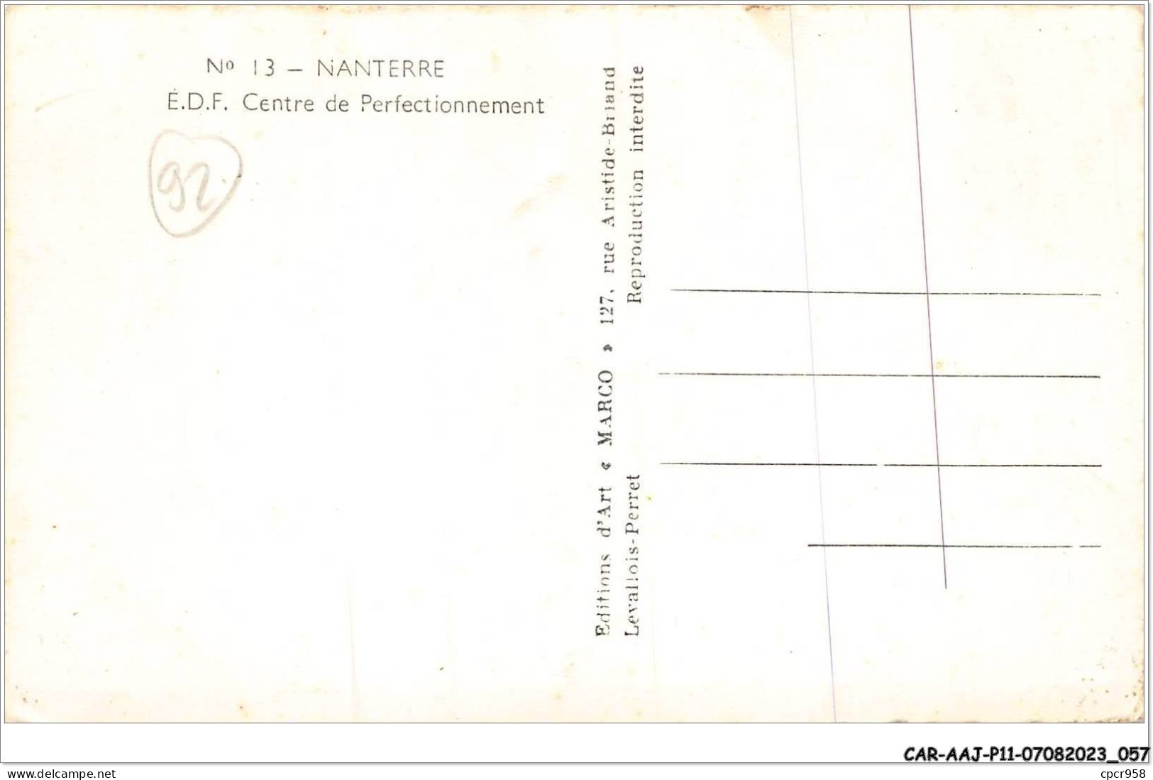 CAR-AAJP11-92-1023 - NANTERRE - Centre De Perfectionnement E.D.F. - Nanterre