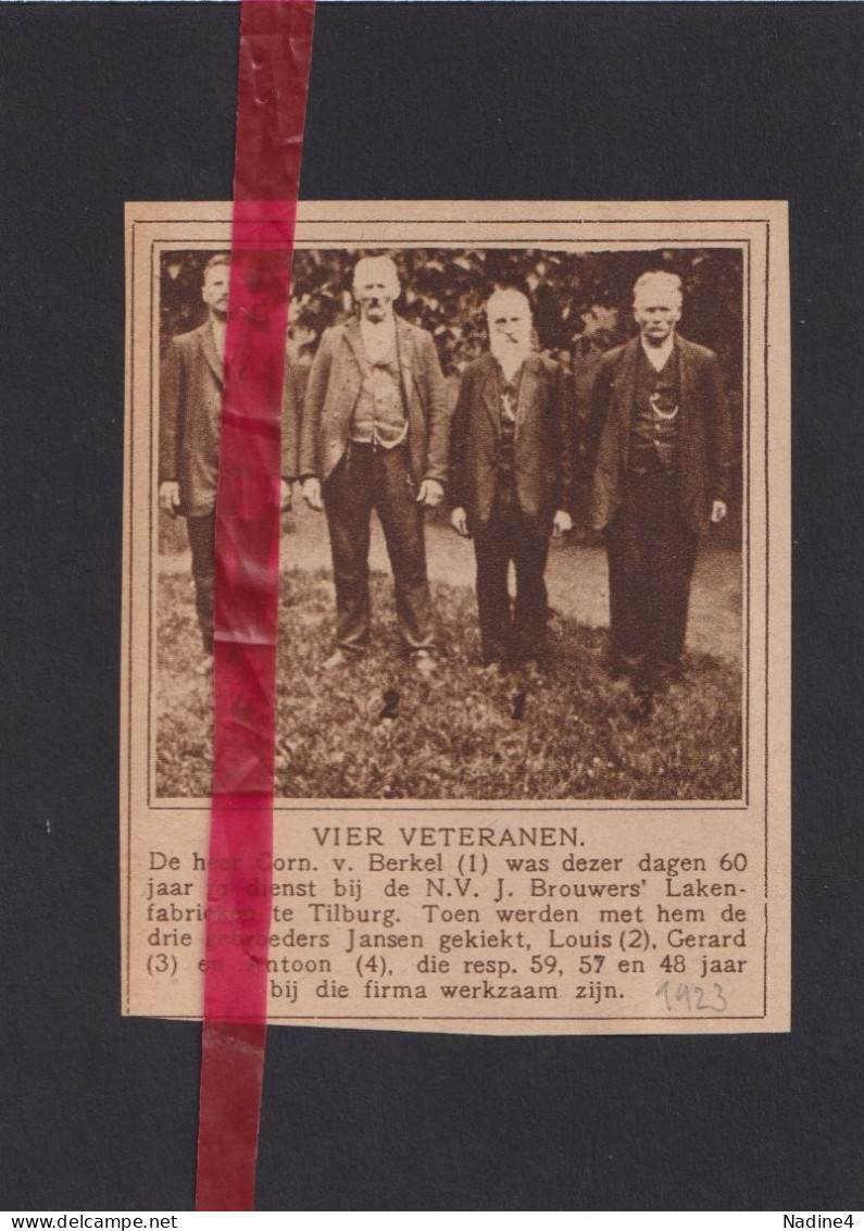Tilburg - 4 Veteranen In Dienst Bij NV Brouwers - Orig. Knipsel Coupure Tijdschrift Magazine - 1923 - Non Classés