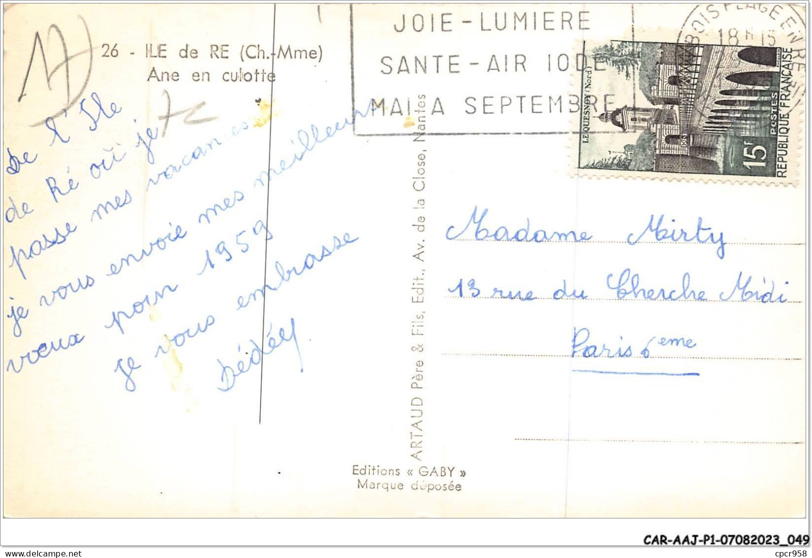 CAR-AAJP1-17-0025 - ILE DE RE - âne En Culotte - Ile De Ré