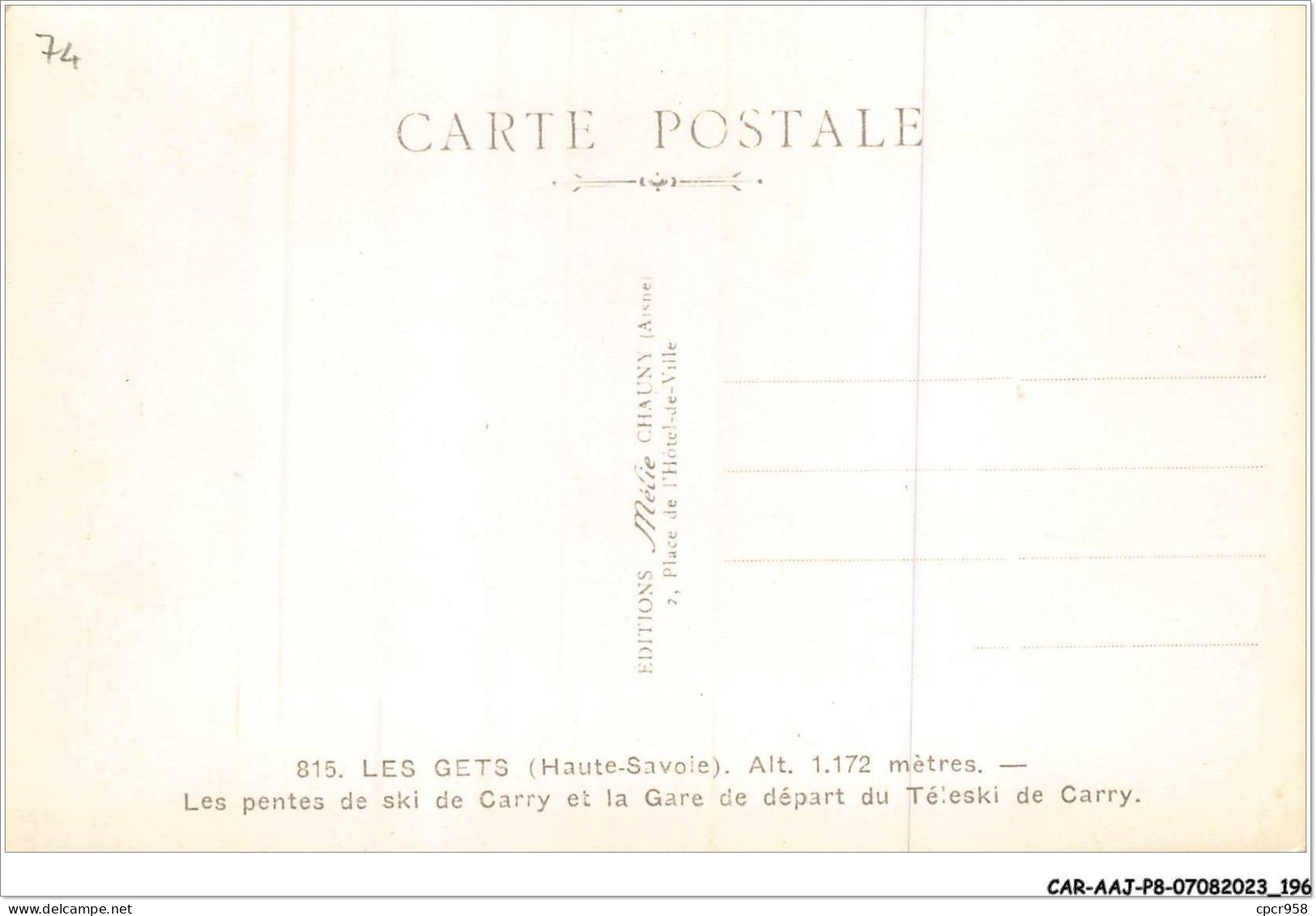 CAR-AAJP8-74-0772 - LES GETS - Les Pentes De Ski De Carry Et La Gare De Départ Du Téleski De Carry - Les Gets