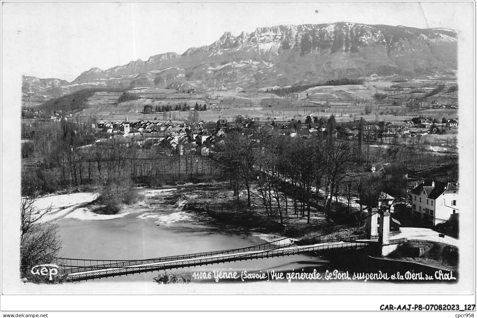 CAR-AAJP8-73-0738 - YENNE - Vue Générale - Le Pont Suspendu Et La Dent Du Chat - Yenne